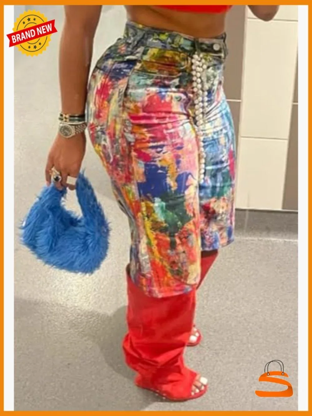 Women's Tie Dye Bermuda Denim Shorts High Waist Baggy Straight Leg Jean Shorts